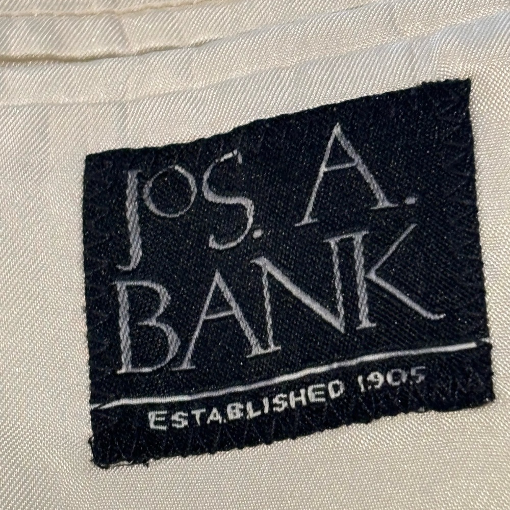 90s JOS A BANKS CREAMY NEUTRAL WOOL & SILK SPORTS COAT CLASSIC LUXURY SZ 44R - Picture 5 of 7